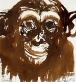 Chimp Taronga Zoo Study, Verso: Untitled (Fig Tree) by Brett Whiteley, 1978, brush and ink on paper, sold May 2023