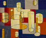 Composition With Cylinders by Ludwig Hirschfeld-Mack, c.1922, tempera on cardboard, sold May 2023