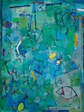 Landscape At Midnight by Yvonne Audette, 1966 – 67, oil on plywood, sold May 2023