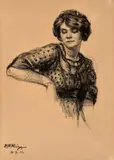 Portrait by Hilda Rix Nicholas, 1911, pastel and charcoal on paper, sold May 2023