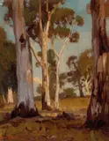 Gums by Hans Heysen, 1906, oil on canvas on board, sold May 2023
