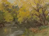 Autumn On The Yarra by Clara Southern, oil on canvas on board, sold May 2023