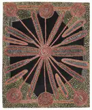 Untitled (Men’S Ceremony) by Charlie Wartuma Tjungurrayi, 1972, synthetic polymer powder paint on composition board, sold Mar 2023
