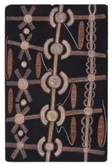 Untitled (Ceremony) by Anatjari No. III Tjakamarra, 1972, synthetic polymer powder paint on composition board, sold Mar 2023