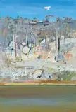 Rocky Hillside, Shoalhaven by Arthur Boyd, c.1980, oil on composition board, sold Dec 2022