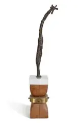 Giraffe No. 1 by Brett Whiteley, 1964 – 65, bronze on marble plinth mounted on carved wood and brass base, sold Dec 2022