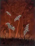 Warrinya (Flying Foxes) by Lin Onus, 1993, gouache on illustration board, sold Dec 2022