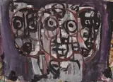 Night Life by Ian Fairweather, 1962, synthetic polymer paint and gouache on cardboard on composition board, sold Dec 2022