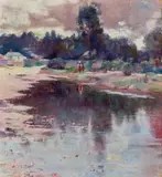 Eltham by Walter Withers, c.1898, oil on wood panel, sold Dec 2022