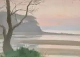 Beaumaris Sunset by Clarice Beckett, c.1928 – 32, oil on pulpboard, sold Dec 2022