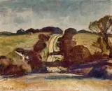 Country Road, Mount Rankin, Near Bathurst by Lloyd Rees, 1948, oil on canvas on board, sold Dec 2022