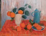 Oranges (Still Life) by Margaret Olley, 1963, oil on canvas, sold Dec 2022