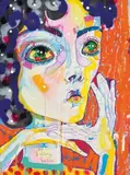 I Give Myself To You….. Constant Wonder by Del Kathryn Barton, 2017, oil on canvas, sold Dec 2022