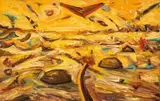 Painting by Peter Booth, 1984, oil on linen, sold Dec 2022