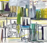 Cityscape/Deep Dream by Ken Whisson, 1994, oil on canvas, sold Dec 2022