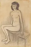 Study For Nude With Nightgown by John Brack, 1957, conte on paper, offered Dec 2022