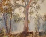 Romance by Hans Heysen, 1921, watercolour on paper on card, sold Dec 2022
