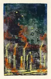 Desolation, Internment Camp, Orange, Nsw by Ludwig Hirschfeld-Mack, 1941, coloured woodcut on paper, sold Dec 2022