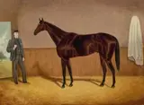 Champion Racehorse Le Var, With Owner Alfred Eccles by Frederick Woodhouse Snr, 1897, oil on canvas, offered Dec 2022