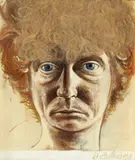 Self Portrait by Brett Whiteley, 1977, oil and hair on canvas, sold Sep 2022