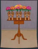 Posies by John Brack, 1990, oil on canvas, sold Sep 2022