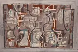 Gamelan by Ian Fairweather, 1958, synthetic polymer paint and gouache on four sheets of cardboard on hardboard, sold Sep 2022