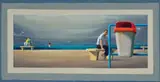 Study For Evening On The Esplanade by Jeffrey Smart, 1988, oil on canvas on composition board, sold Sep 2022