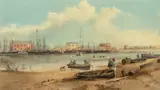 Port Adelaide by S. T. Gill, 1848, watercolour on paper, sold Sep 2022