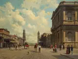 King William St, Adelaide by Jacques Carabain, 1907, oil on canvas, sold Sep 2022