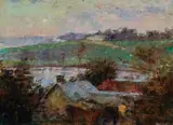 Kensington Road, South Yarra by Frederick McCubbin, c.1908, oil on canvas board, sold Sep 2022
