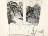 Park From The Window, Lavender Bay Also Known As Clark Park, Lavender Bay by Brett Whiteley, c.1975 - 76, pen and ink, charcoal, pencil and gouache on paper, sold Sep 2022