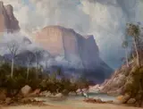 Valley Of The Grose by William Piguenit, 1883, oil on academy board on wood panel, sold Sep 2022