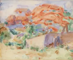 Flame Trees by John Peter Russell, 1921, pencil and watercolour on paper, sold Sep 2022