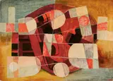 Red, Grey And Orange Composition by Ludwig Hirschfeld-Mack, c.1935, oil on compressed card, sold Sep 2022