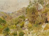 Bush In Kuringai Chase by Grace Cossington Smith, 1951, oil on canvas on cardboard, sold Sep 2022