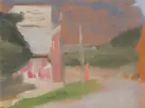 Sketch For Beach Road by Clarice Beckett, c.1933, oil on cardboard, sold Sep 2022