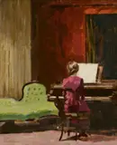 Ida In The Studio by Max Meldrum, 1943, oil on board, sold Sep 2022