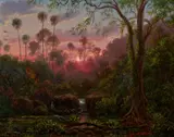 ON THE AMERICKAN CREEK NEAR WOLLONGONG, c.1859 – 61 by Eugene von Guerard, oil on academy board, sold Jul 2022