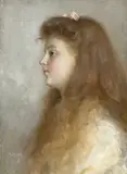 Portrait Of A Young Girl by Tom Roberts, 1909, oil on canvas, sold Jul 2022