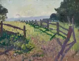 Field by Elioth Gruner, 1917, oil on canvas on compressed card, sold Jul 2022