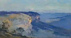 Jamison Valley, Blue Mountains by Penleigh Boyd, 1922, oil on canvas, sold Jul 2022