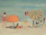 BEACH SCENE, c.1932 – 33 by Clarice Beckett, oil on canvas, sold Jul 2022