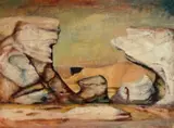 The Fossicker by Russell Drysdale, 1949, oil on canvas, sold Jul 2022