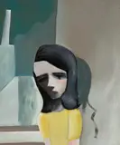 Barbara by Charles Blackman, c.1960, oil on cardboard, sold Jul 2022