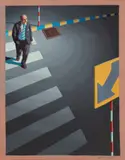 Study For Man With Bouquet by Jeffrey Smart, 1981, oil on canvas on board, sold Jul 2022