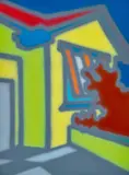 Dull Home by Howard Arkley, 1998, synthetic polymer paint on paper, sold Jul 2022