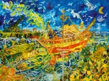 Seagulls And Sulphur Smoke At Williamstown by John Perceval, 1990, oil on canvas, sold Jul 2022