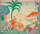 The Seaside by Thea Proctor, c.1923, watercolour and gouache on paper on card, sold Jul 2022