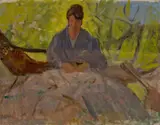 Lady In The Shade by Jessie Traill, oil on canvas on board, sold Jul 2022
