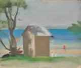The Solitary Bathing Box by Clarice Beckett, c.1932, oil on canvas on board, offered May 2022